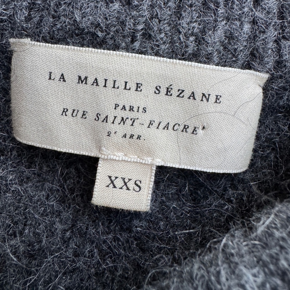 Sezane Cardigan XS Oversized Grey Kid Mohair Wool Button Sweater Coat Pockets - Picture 3 of 16